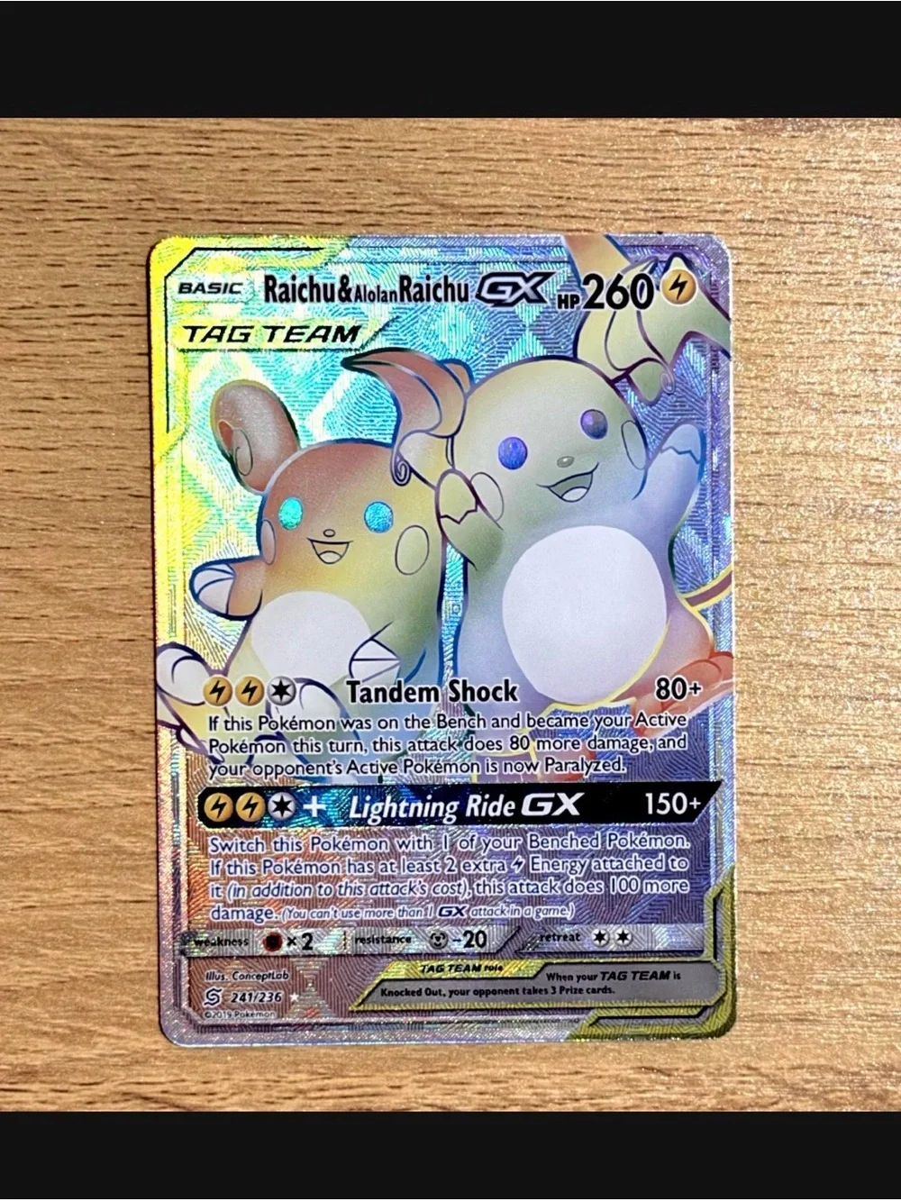 Raichu and Alolan Raichu GX customized card